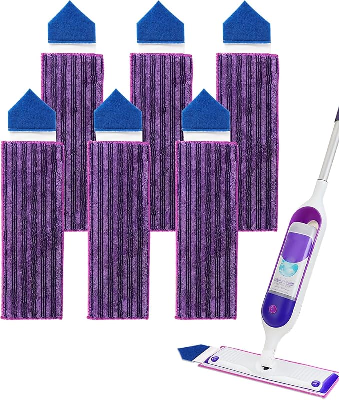 KEEPOW Power Mop Refills Microfiber Mop Pads Compatible with Swiffer PowerMop Pads Refills for 13 ''-15 '' Spray Mops, Reusable Washable Pad Replacements for Multi-Surface Floor Cleaning, 6 Pack