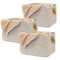 COMFY-HOMI 3Pack Small Woven Cotton Rope Basket for Organizing, Gift Baskets for Handles, Empty Gift Baskets, Medium Rope Basket|13.5" x 11" x 9.5" home decor for Living Room, Bathroom