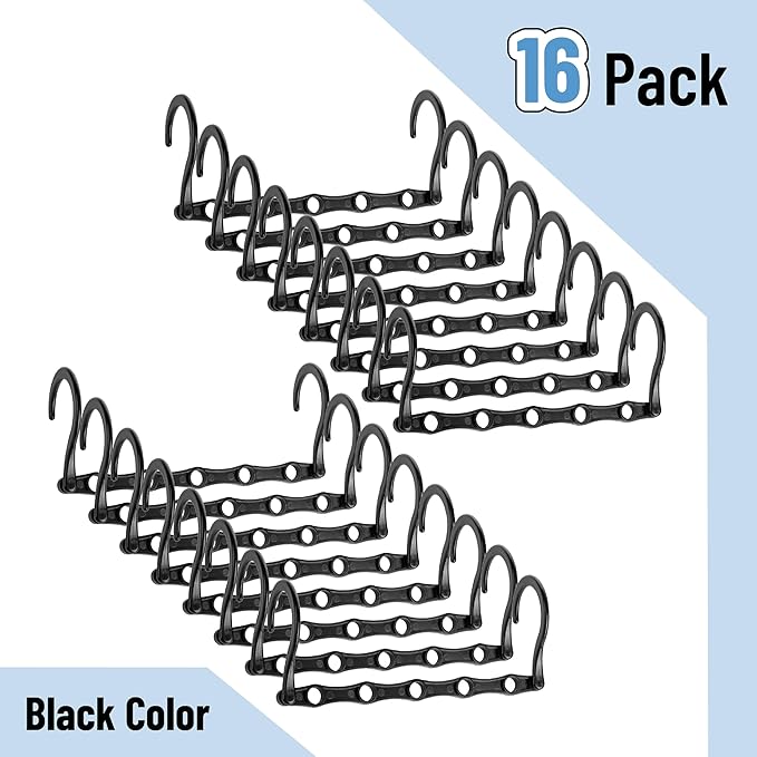 Mr. Pen- Space Saving Hangers for Clothes, 16 pcs, Black, Plastic Multi Clothes Hangers Space Saving, 5 Slots, 360° Rotating Hooks (Pack of 2)