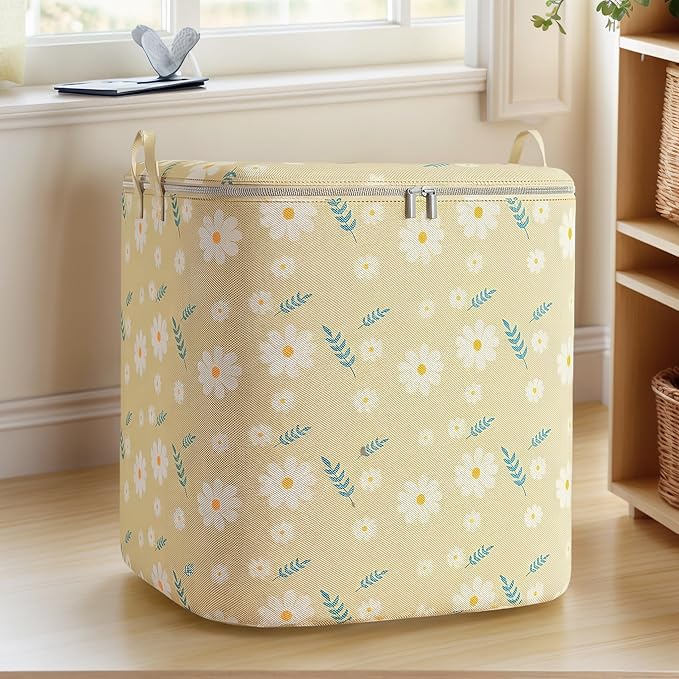 Comforter Storage Bag, Extra Large Clothes Storage Organizer for Blankets Bedding Sweaters, Foldable Soft Storage, Zipper Closure, Carry Handles, Closet Under Bed Moving Travel (140L)