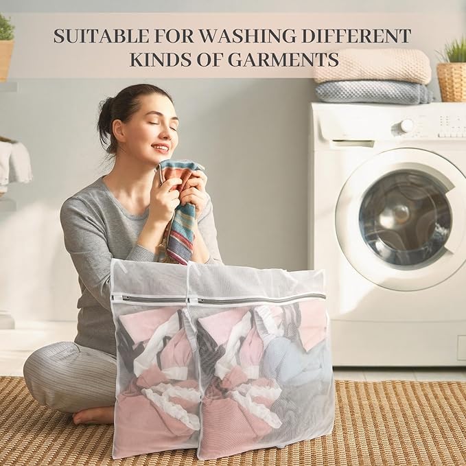 Nuenen 36 Pcs Mesh Laundry Wash Bags with Zipper Machine Washable Lingerie Bags for Washing Delicates Clothes Garment Underwear Blouse Hosiery Socks Travel (23 x 23 Inches,Gray)