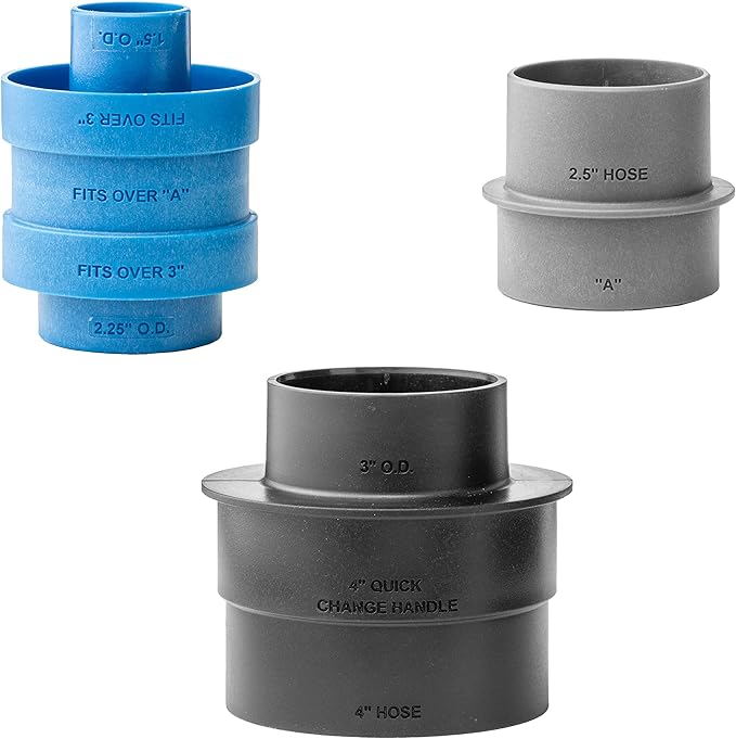 Dust Right Stacking Dust Port Adapter Set (3-Piece) – Interchangeable Vacuum Adapter for Dust Collection Hose & Tools – Glass Reinforced Polypropylene Dust Collectors for Woodworking