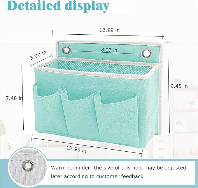 Someteth 2-Pack Wall Hanging Organizer Bag/Hanging Baskets with Large Mesh Compartment & 3 Pockets，Over the Door Organizer Space Saving Storage for Bedroom,RV Camper, Closet (Green -2 Pack)
