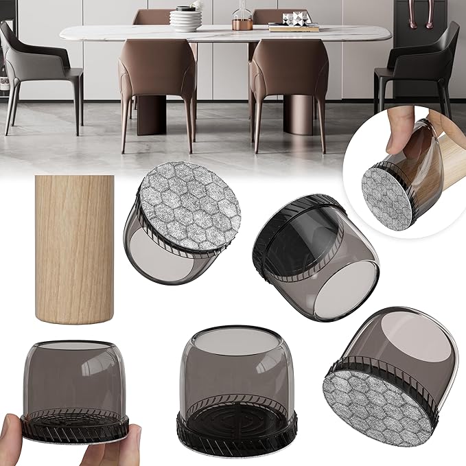 24PCS Round Chair Leg Floor Protectors, Furniture Sliders, Chair Leg Protectors for Hardwood Floors, Non-Slip Felt Furniture Pads, Silicone Cap Covers to Protect Floors, (Fit 1.5" - 2")