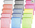KUUQA 15 Pcs Mesh Drawstring Bags, Nylon Mesh Stuff Sacks for Storage, Travel, Sports (9 Colors)
