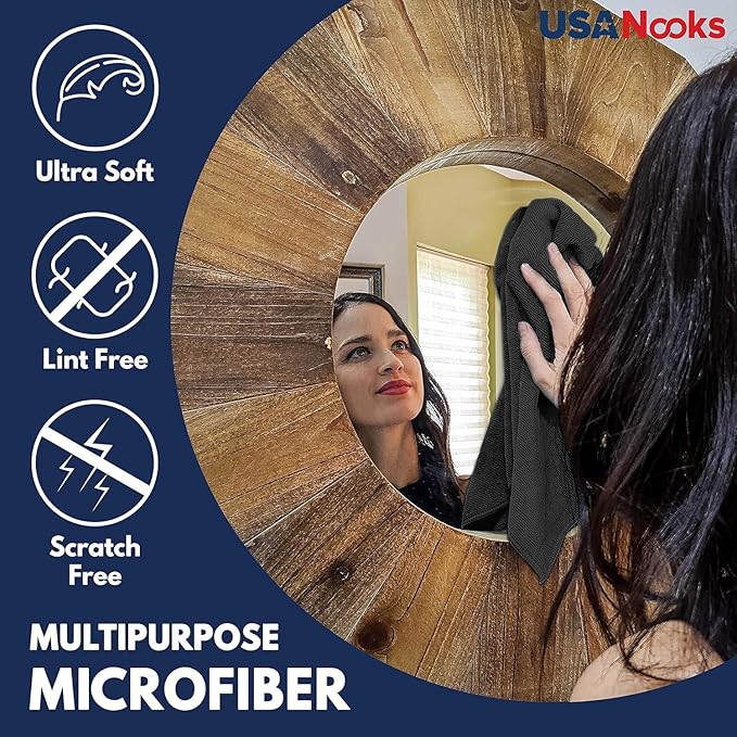 USANOOKS Premium 300GSM Microfiber Cleaning Cloth - 12.5"x12.5" High Performance - 1200 Washes, Ultra Absorbent Microfiber Towels for Cars Undercarriage, Rims & Engine Bay Cleaning - Microfiber Cloth