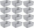 Sterilite 12 Pack Plastic Storage Bin Organization Containers, Short Baskets, Cement