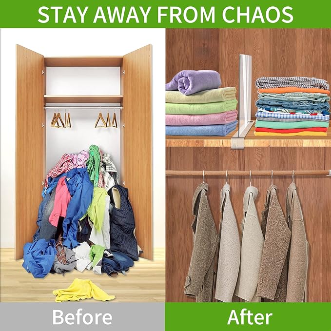 Acrylic Shelf Dividers, Clear Shelf Divider for Closet Organization, Closet Shelf Separators for Clothes/Purses, Wood Shelves Organizer in Bedroom, Kitchen, Office, Cabinets, Bathroom Storage (6PCS)