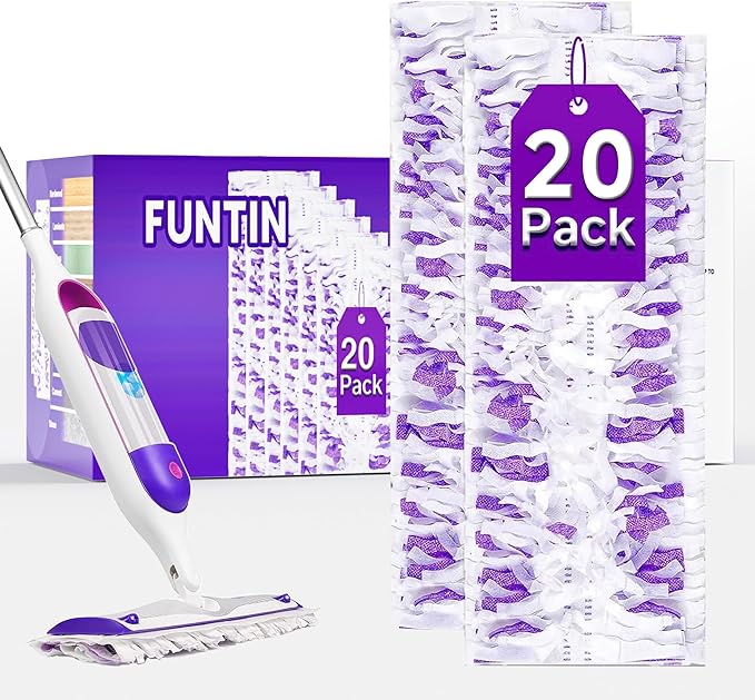 Funtin Power Mop Pads for Swiffer PowerMop, Unscented Disposable Mop Refills, Thickened Multi-Surface Replacement Mopping Pad, Dry & Wet Use for Floor Cleaning, 20 Packs