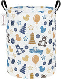 QUEENLALA Large Storage Basket,Laundry Hamper/Bathroom/Home Decor/Collapsible Round Storage Bin,Boys and Girls Hamper/Boxes/Clothing(Round-Colorful Bear)