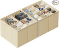 SUOCO 2 Pack Shoe Organizer for Closet, Fits up to 32 Pairs, Small Space Shoe Storage Boxes Bins Containers w/Adjustable Dividers and Clear Top, Black, Beige