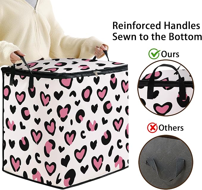 Large Comforter Storage Bag with Zipper,Closet Organizer for Clothes/Blankets/Quilts/Pillows,Fabric Storage Bags with Portable Handles 95L(2-Pack)