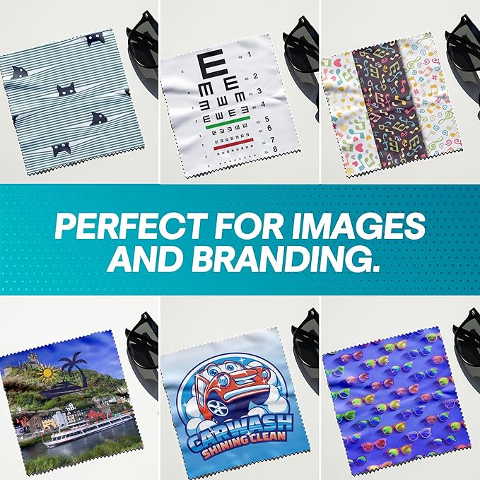 Ships Next Day, Made in USA - Customizable Microfiber Cleaning Cloth - Perfect Eyeglass Cleaner Promotional Gift - Premium Microfiber Lens Wipes - Logo or Image Printed (50 Pack) Double Sided