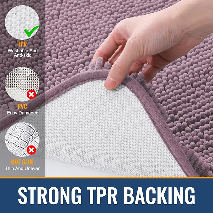 Arotive Bathroom Rugs 30x20, Extra Soft Absorbent Shaggy Chenille Bath Rugs, Machine Washable Rubber Backing Non-Slip Bath Mats for Bathroom Floor Tub and Shower, Home Decor Accessories, Deep Plum