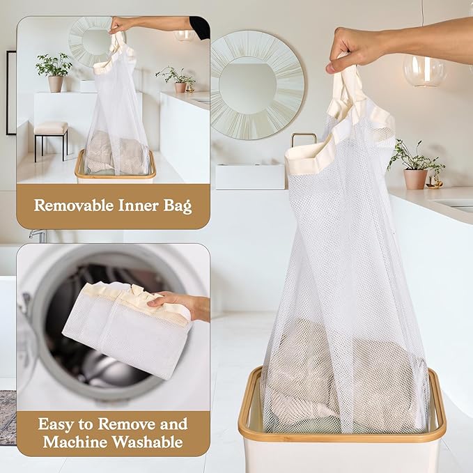 Laundry Baskest with Lid, 100L Large Tall Laundry Hamper with Removable Bag, Collapsible Laundry Hamper for Bedroom, Bathroom, Dorm, Laundry Room, Beige