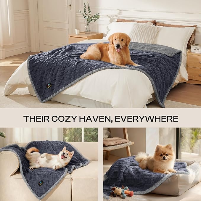 Luciphia Waterproof Pet Blanket, Liquid Pee Proof Dog Blankets for Sofa Bed Couch, Reversible Sherpa Fleece Furniture Protector Cover for Small Medium Large Dogs Cats,Dark Grey X-Large（85" x 57"）