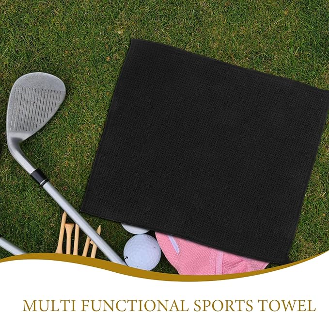 SUPVOX Magnetic Golf Towel for Women Black Microfiber Waffle Sports Towel Golf Ball Cleaning Cloth Breathable Sweat Wipe for Outdoor