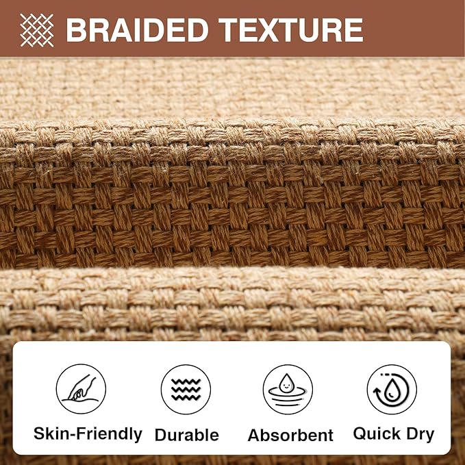 YDKGL Quick Dry Absorbent Bathroom Rugs Mat Non Slip Bath Mat Ultra Thin Bath Mats Bathroom Mat Floor Rubber Backed Fit Under Door Woven Washable Bath Rugs Brown 16x24
