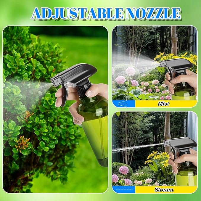 DIYSELF 2 Pack Spray Bottle for Cleaning Plastic Spray Bottles 16 oz 500ml Squirt Bottle for Hair Plants Pets Water Liquids Lab Empty Spray Bottles for Home and Garden, Lab Weighing Bottles (Green)