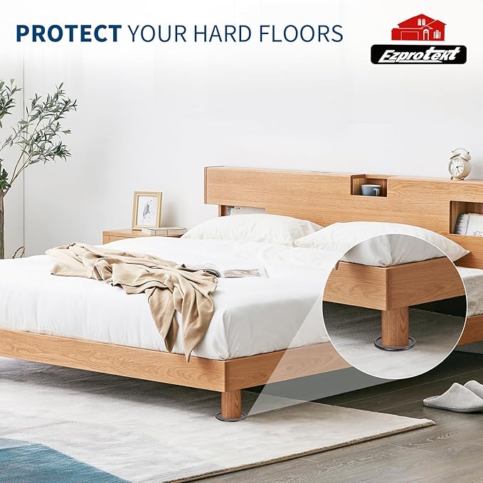 Ezprotekt 4" Round Non Slip Furniture Pads, 16 Pcs Anti Slip Furniture Caster Cups, Furniture Coasters for Hardwood Floors, Furniture Stoppers to Prevent Sliding, Prevent Floors Scratches, Brown/Black
