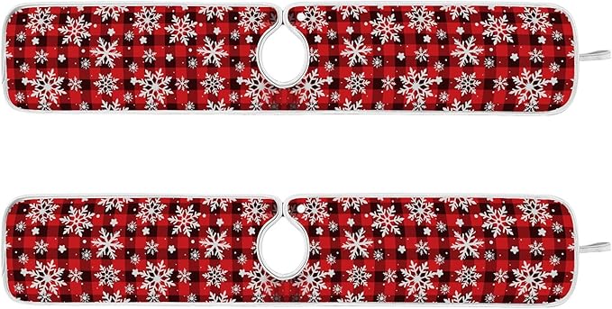2 Pack Faucet Splash Catcher Checkered Snowflake Sink Mat for Faucet Absorbent Kitchen Splash Guard Drip Catcher for Farmhouse Barthroom Bar, M
