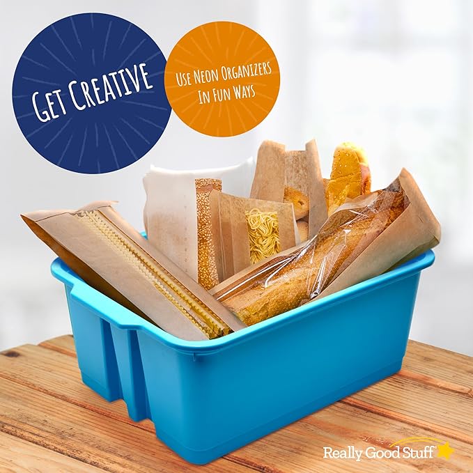 Really Good Stuff Classroom Stacking Bins - Neon - Set of 4