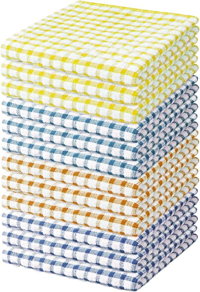 Nialnant 12 Pack Kitchen Dish Cloths,100% Cotton Kitchen Towels Soft Absorbent Quick Drying Dish Rags for Kitchen,Washing Dishes,Cleaning rags-11 x 11In