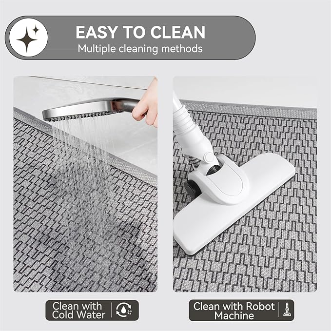 YDKGL Bathroom Rugs Mat 24x35, Non Slip Ultra Thin Bath Mat Quick Dry Absorbent Washable Half Round Bath Mats for Bathroom Floor Rubber Backed Fit Under Door Grey