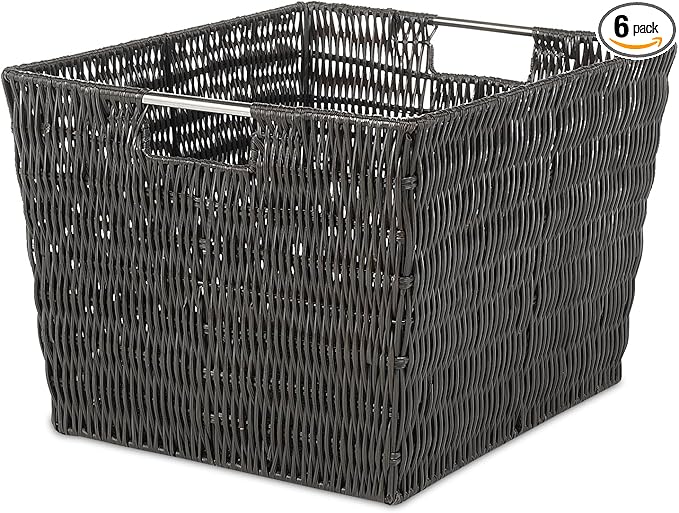 Whitmor Rattique Small Shelf Tote Gray，6 Pack