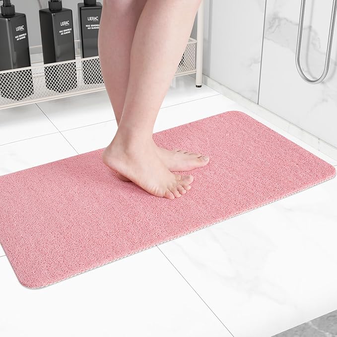 Hargiis Non-Slip Bathtub Mat, Anti Slip Shower Mat, Fast Drying Bathtub Mats, Foot Scrubber Mat, Anti Slip Mat for Tub, Floor, Bathroom, Kitchen, Home, Hotel (Pink 40"×28")
