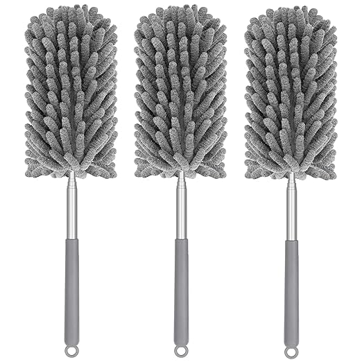 Mini Duster for Cleaning, 360° Bendable Hand Dusters with Extension Pole, Washable Small Duster for Car Interior, Office, Furniture