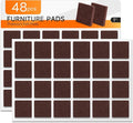 48 PCS Felt Furniture Pads, 1-inch Square Brown Chair Felt Pads, Felt Pads for Furniture Feet to Protect The Floor from Scratches,Reduce Noise