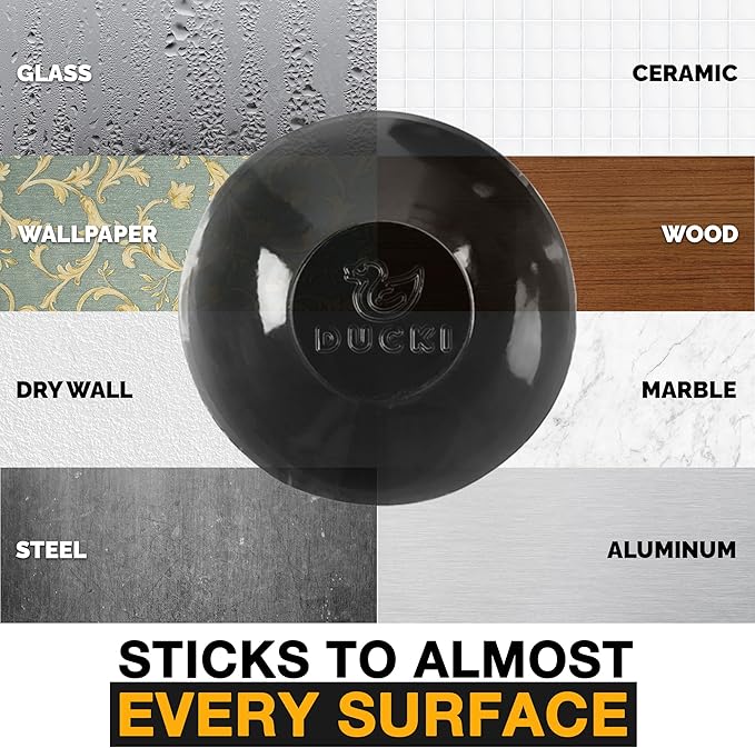 Ducki Wall Protectors - 4 Black Glass - Self Adhesive, Reusable Solution for Stopping Wall Damage & Noise from Doors, Refrigerator & More in Your Home & Office - Durable, Shock Absorbent, Discreet