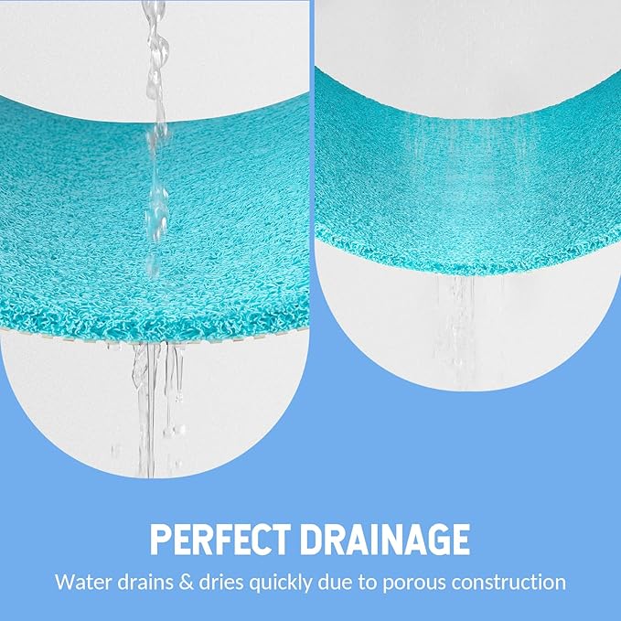 Hargiis Non-Slip Bathtub Mat, Anti Slip Shower Mat, Fast Drying Bathtub Mats, Foot Scrubber Mat, Anti Slip Mat for Tub, Floor, Bathroom, Kitchen, Home, Hotel (Turquoise Blue 36"×24")