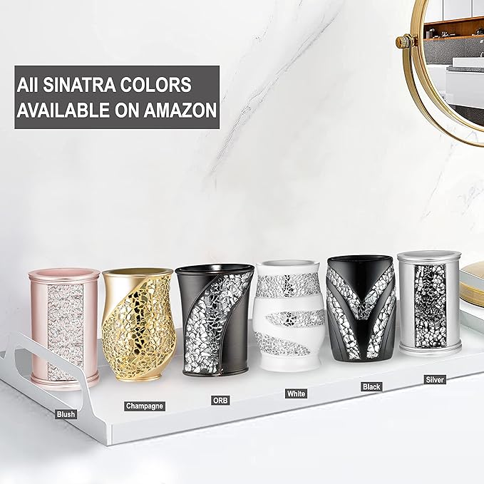 Zahari Home Sinatra Bath Tumbler Toothbrush and Toothpaste Holder Makeup Brushes Organizer, White
