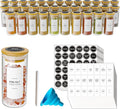 SpaceAid 36 Pcs Spice Jars with Bamboo Lids and Labels, Empty 4oz Glass Spice Bottles, Minimalist Farmhouse Spice Labels Stickers with Funnel, Seasoning Containers for Spice Rack, Cabinet and Drawer