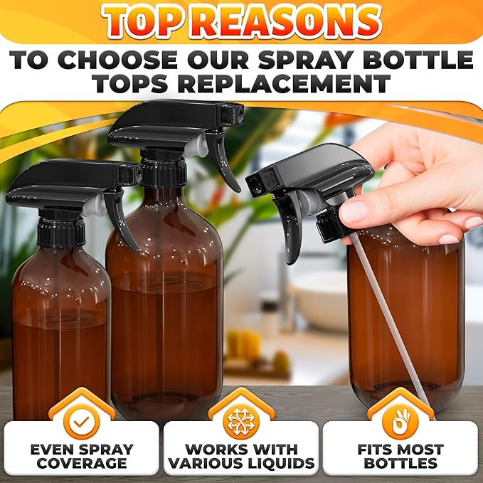 4Pcs Spray Nozzle for Bottles – Spray Bottle Nozzle Replacement for Restoring Broken Sprayers – Adjustable Tube, Mist & Stream Modes, Secure Fit Design | Home Cleaning, Garden Watering & Daily Use Kit