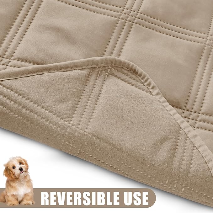 Smiry Waterproof Dog Bed Cover Blanket 40x70, Soft Reversible Pet Blanket, Washable Leakproof Cats Dogs Couch Cover for Sofa, Couch, Furniture, Lattice, Taupe/Taupe
