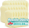 Sponges Kitchen Scrub Dish Sponge Scouring Pad, 24 Pack Cleaning Brush Scrubber Supplies for Soap, Dishwashing Dinnerware Sets Pan Pot Glass Dishwasher Sink Bathroom Towels Cloth Rags Holder