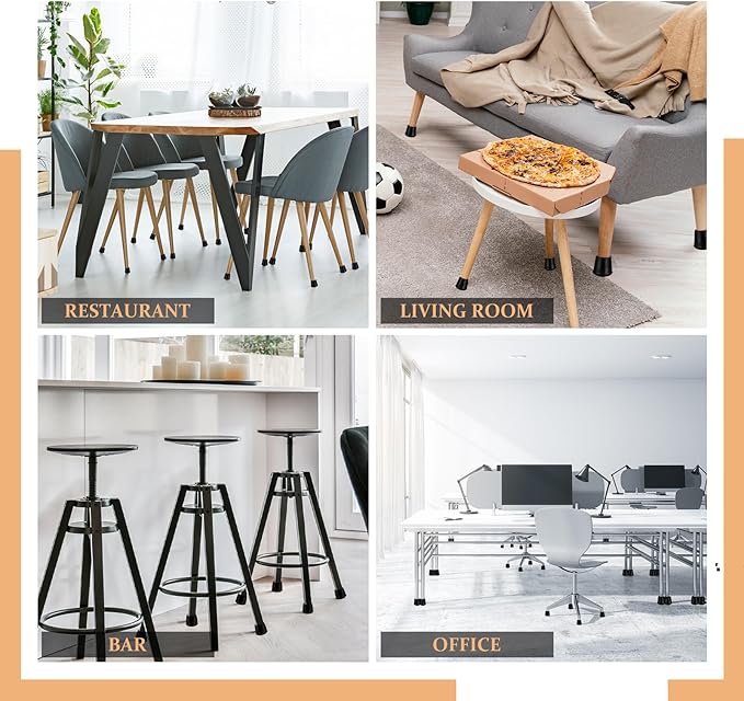 1" Round Rubber Chair Leg Tips Caps, Chair Leg Floor Protectors Furniture Legs Caps Non Slip Reduce Noise for Hardwood Floors (Black, 24 Pack)