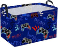 Rectangular Game Basket for Boys,Game Storage Bin,Boy Storage Basket,Collapsible Storage Bin,Gift Organizer, Shelf Baskets,Boy Room Decor(Blue Game)