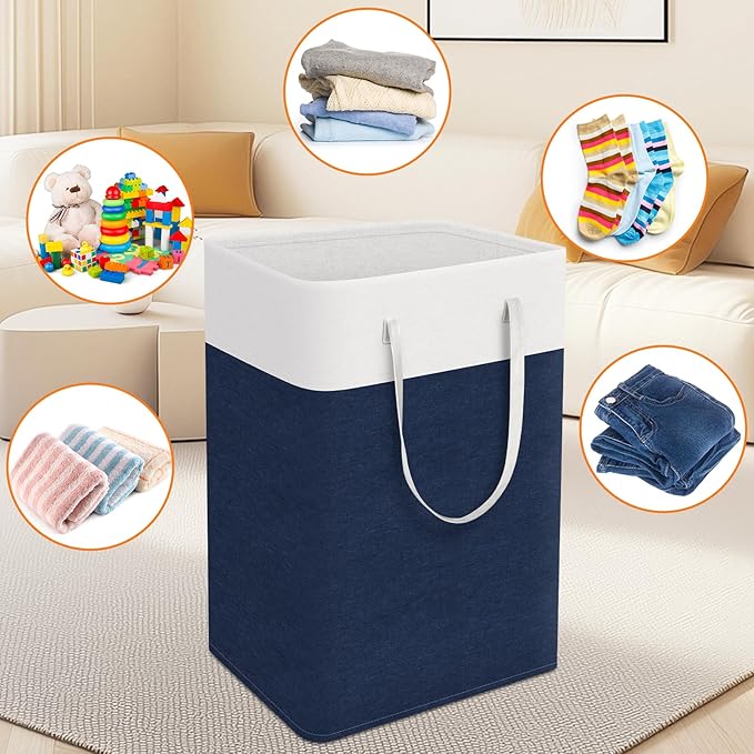 laundry basket 3-Pack, laundry hamper, Hamper with handles, collapsible laundry baskets, Waterproof dirty clothes hamper, Towel Storage for Home or Dorm, 88L-Blue
