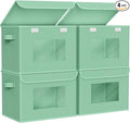 Univivi Collapsible Stackable Storage Bins with Lids [4-Pack] Foldable Fabric Closet Organizer Basket, Closet Organizers and Storage Cube Storage Bin for Home, Office, Bedroom (Green)