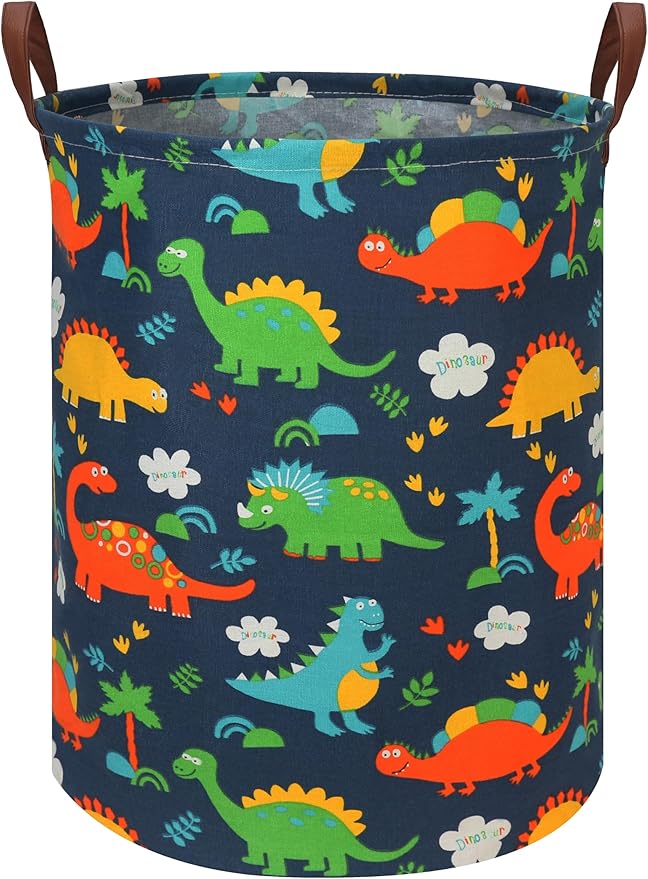 FXOLCSHE Dinosaur hamper for Kids,Dinosaur toy storage box,Waterproof folding laundry basket,Baby Toy Organizer,Nursery laundry basket,dinosaur room decor for boy,Shelf Book Basket(Forest Dinosaur)