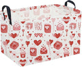 Sanjiaofeng Rectangular Valentine's Day Basket Love Storage Bins,Girls Storage Basket with Handles.Clothers,Books,Kid's Gifts Bins. (Pink envelope)