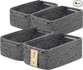 Small Storage Baskets for Organizing | Closet Organizer Bins | Shelf Toy Basket | Woven Rope Baskets | Cube Decorative Box | Shallow Basket | 13x8.5x5.1” | 4 Packs Dark Gray