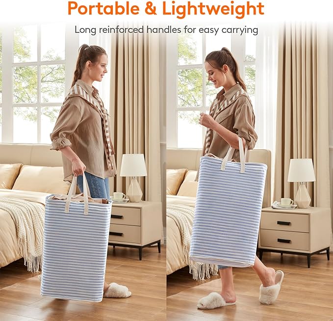Lifewit 2 Pack Laundry Hamper Large Collapsible Laundry Baskets, Freestanding Waterproof Clothes Hamper with Easy Carry Handles in Laundry Room Bedroom Bathroom College Dorm, Blue, 2 x 80L