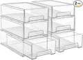 Sorbus Medium Clear Storage Drawers (6 Pack) – Stackable Organizer Drawers for Fridge, Pantry, Kitchen – Pull-Out Storage Bins with Handles, Slide Out Acrylic Drawers