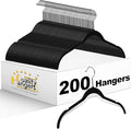 Quality Hangers Clothes Hangers 200 Pack - Non-Velvet Plastic Hangers for Clothes -Heavy Duty Coat Hanger Set -Space-Saving Closet Hangers with Chrome Swivel Hook, Non-Flocked Hangers