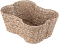 Dog Toy Basket, Bone Shaped Dog Toy Bin, Handmade Pet Organizer And Storage, Toy Box for Cats, (17x13 Seagrass)